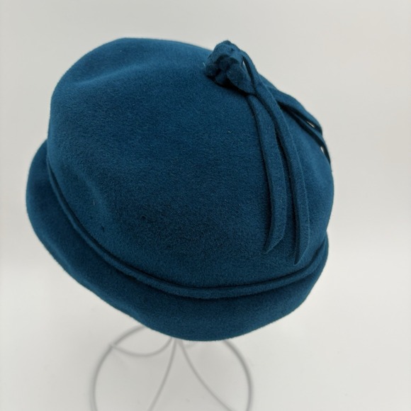 Vintage Sheraton Teal Wool Women's Hat Cap‎ Body Made In Italy - Picture 7 of 8